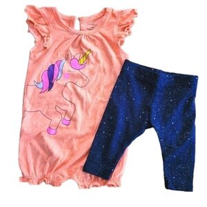 Unicorn baby girl top and bottom set 3-6m